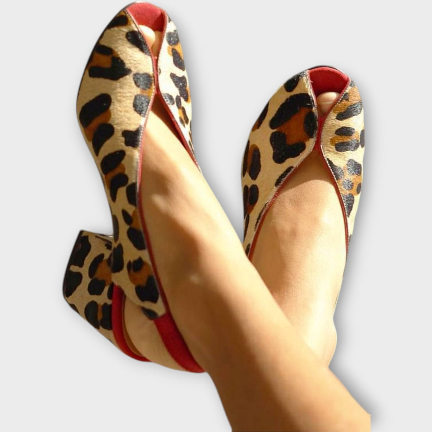 Bold Leopard Print Open-Toe V-Cut Heels