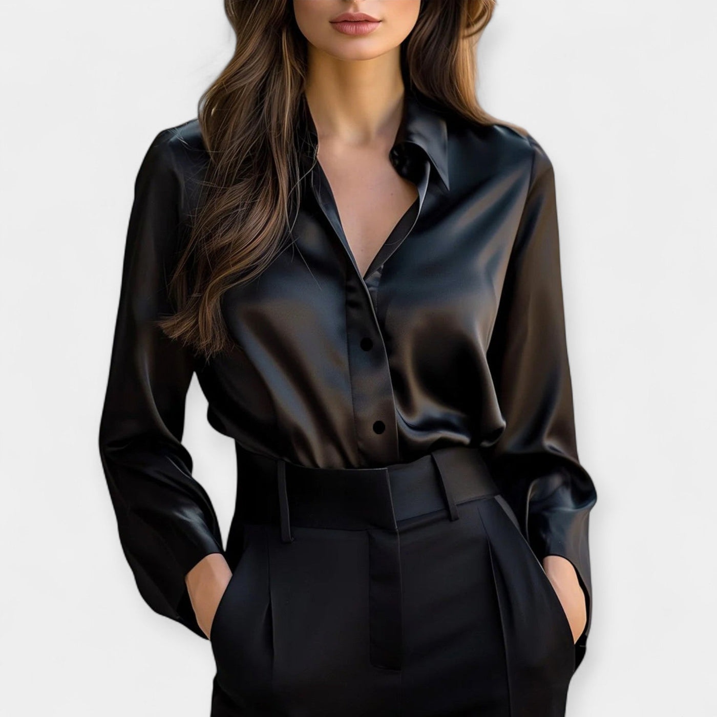 Satin shirt with collar