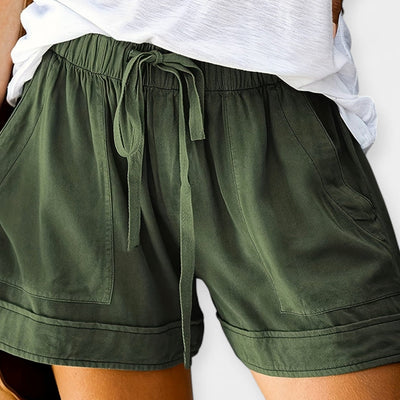 Shorts with subtle belt