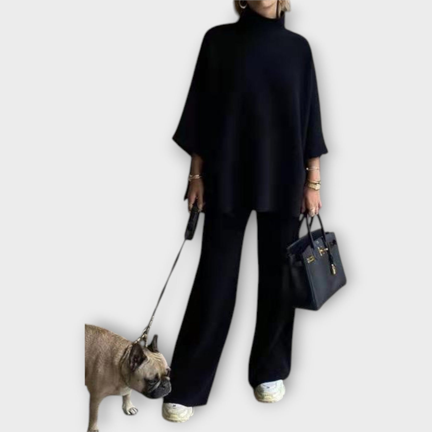 Knitted set with a loose fit and high neckline