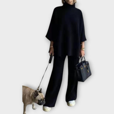 Knitted set with a loose fit and high neckline