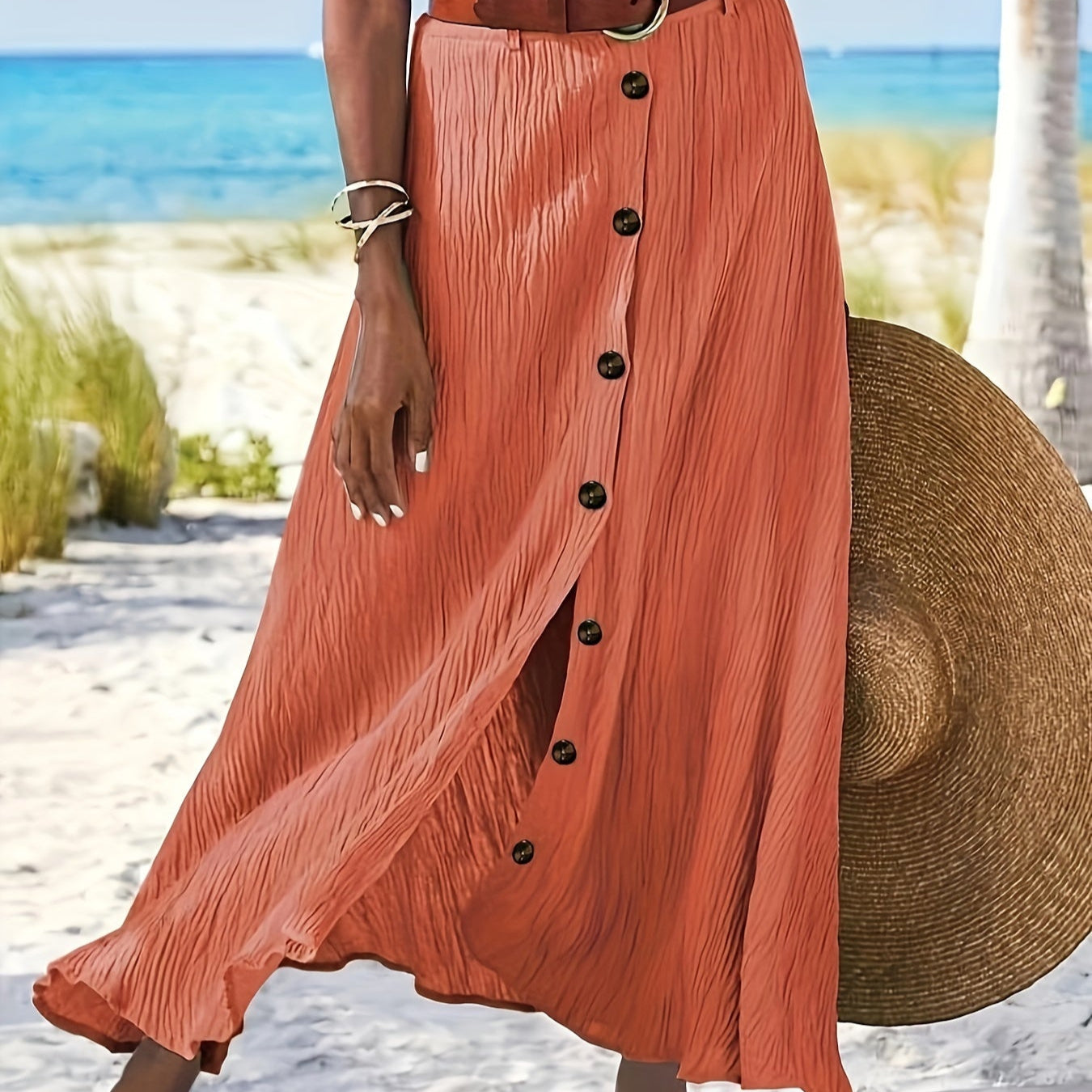 Sheer midi skirt with ripped detail