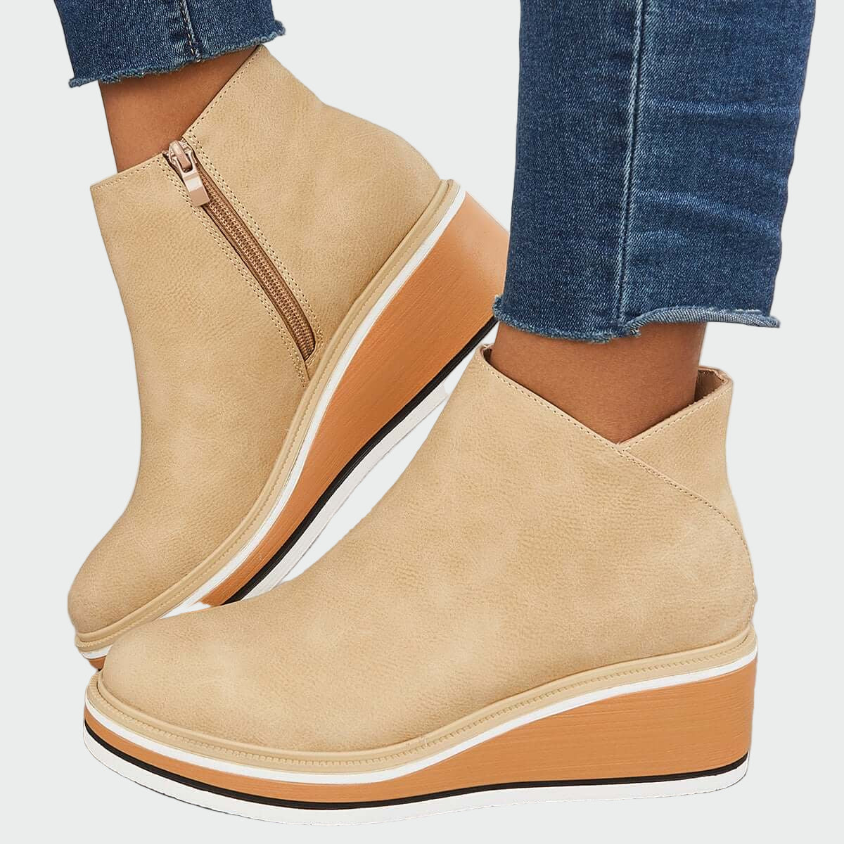 Leather platform boots