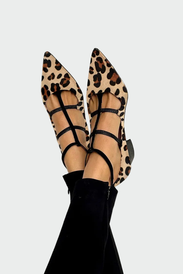 Animal print flats with straps