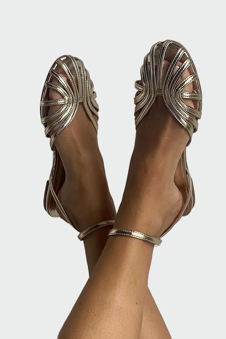 Sandals with metal straps