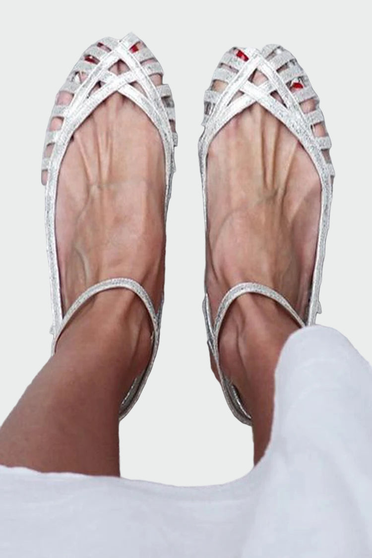 Dazzling Glitter Cage Flat Sandals