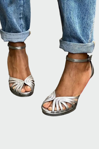 Two-tone heeled sandals