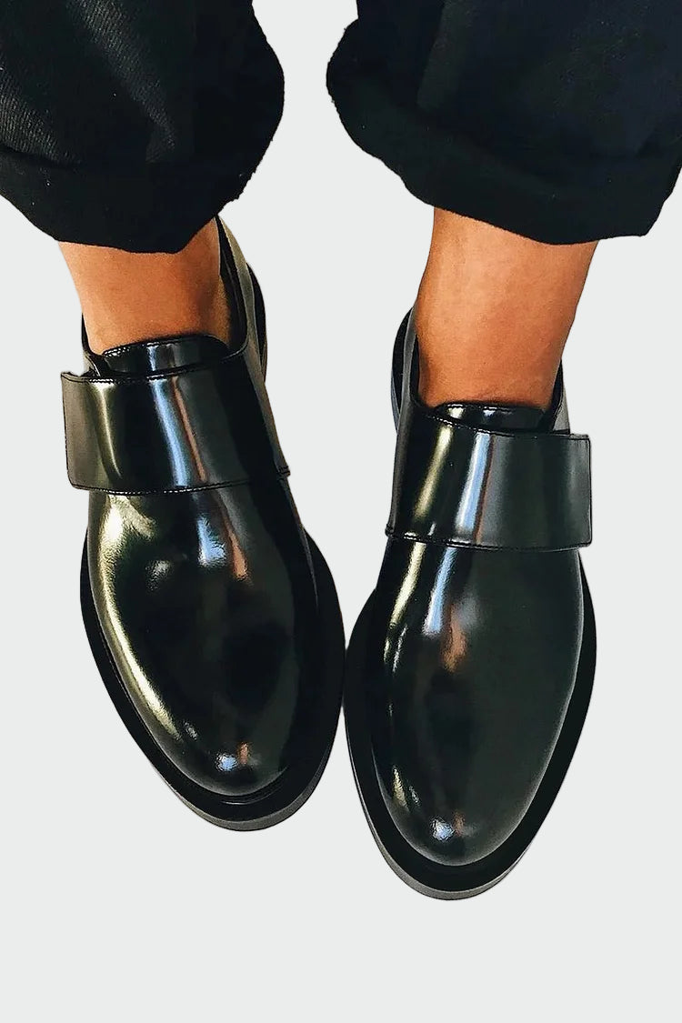 Leather-Look Strap Loafers