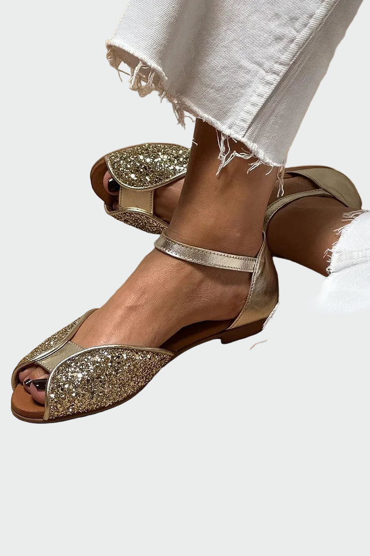 Sparkling golden sandals