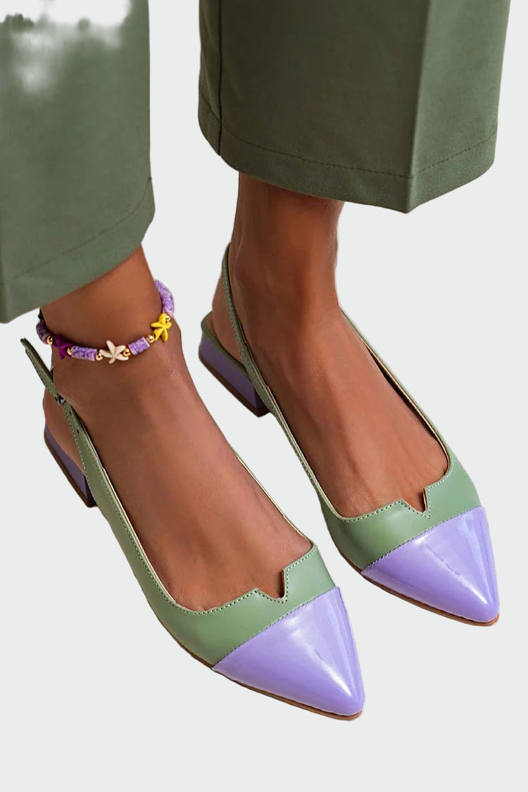 Flats with pointed toes and two-tone details