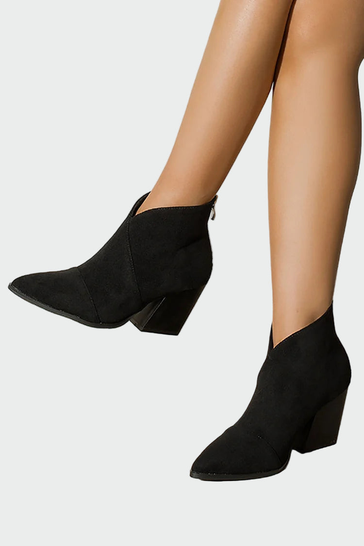 Suede ankle boots with pointed toe