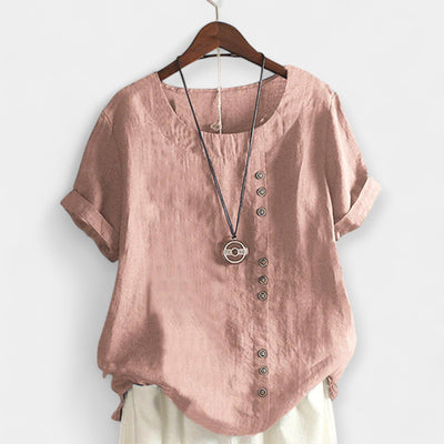 Blouse with buttons and short sleeves