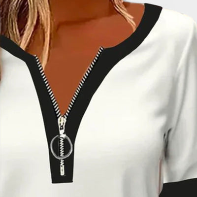 Long-sleeved blouse with zipper