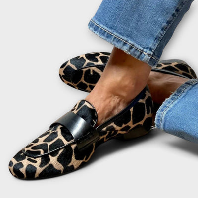 Giraffe print loafers