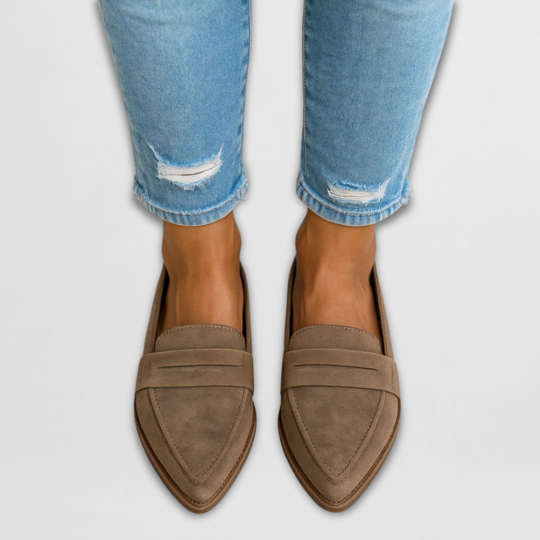 Chic Pointed-Toe Suede-Look Loafers