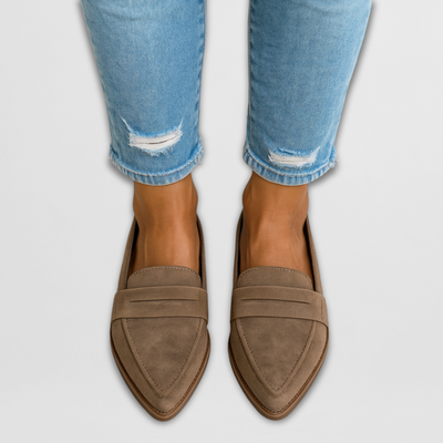 Chic Pointed-Toe Suede-Look Loafers
