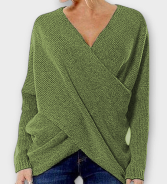 V-neck crossover sweater