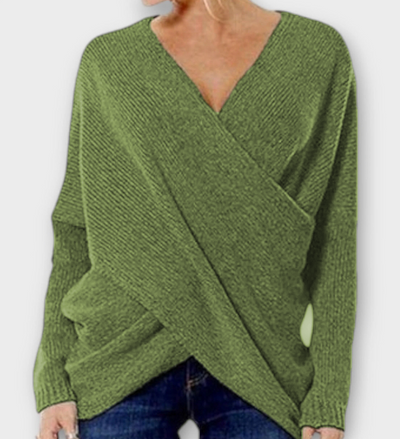 V-neck crossover sweater