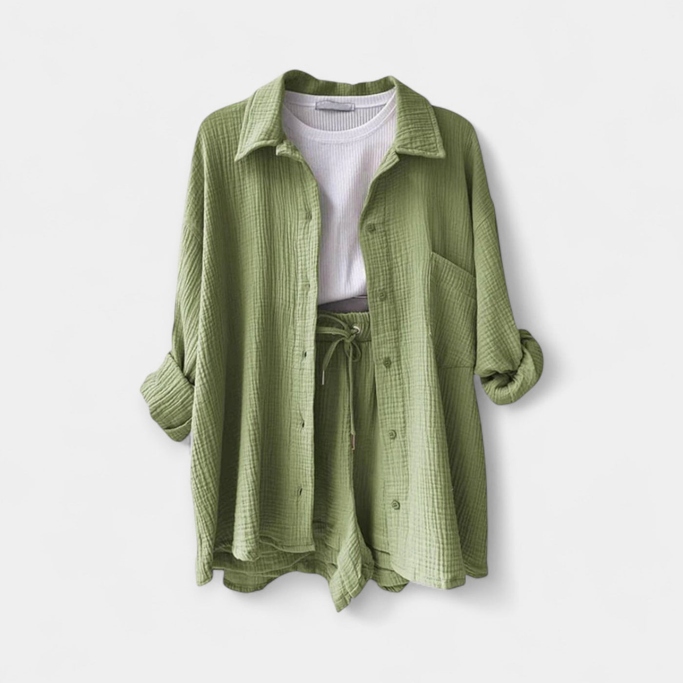 Two-tone summer top-shorts set