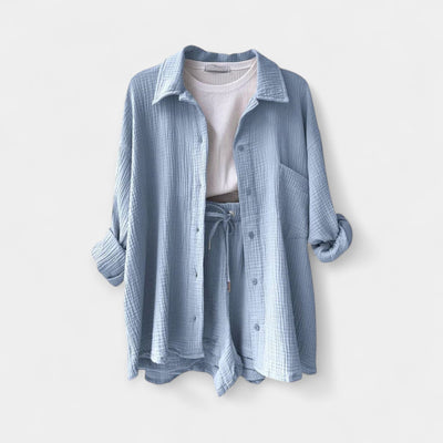 Two-tone summer top-shorts set