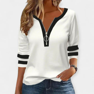 Long-sleeved blouse with zipper