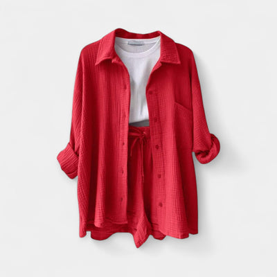 Two-tone summer top-shorts set