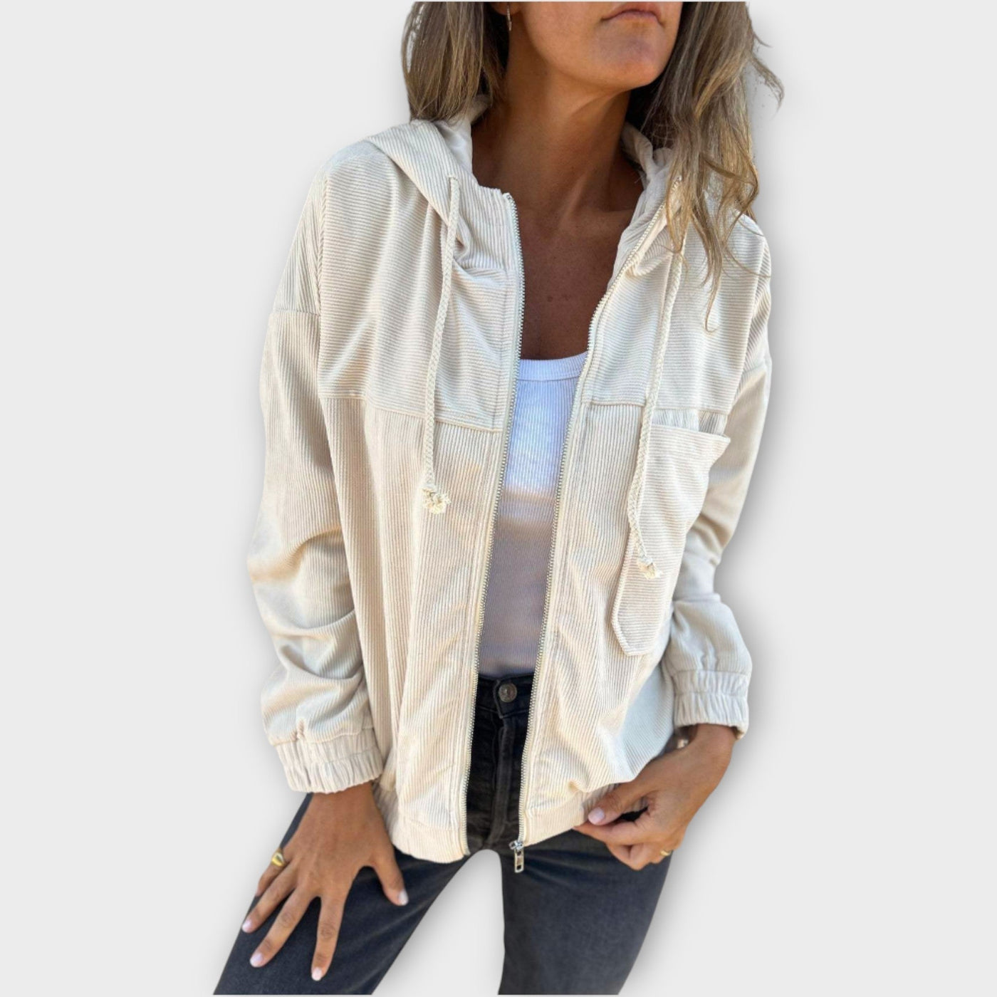 Casual zip-up hooded jacket