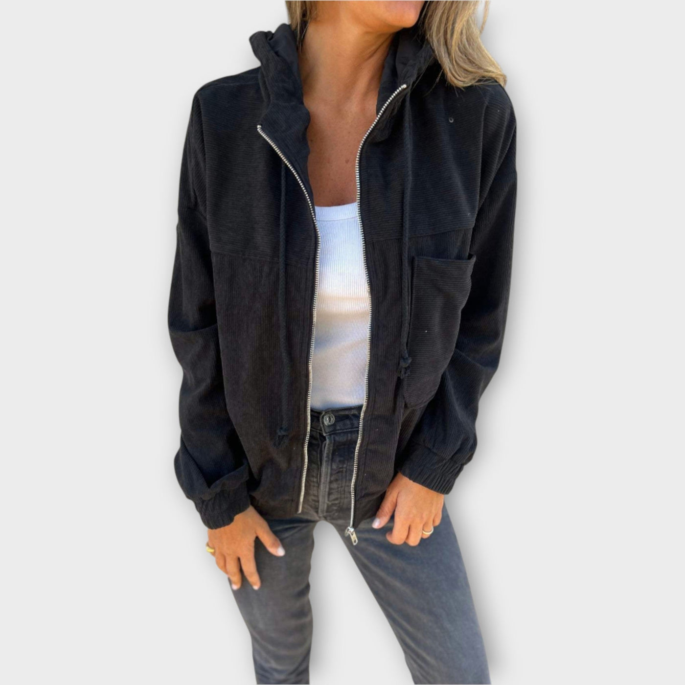 Casual zip-up hooded jacket