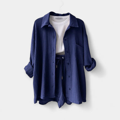 Two-tone summer top-shorts set