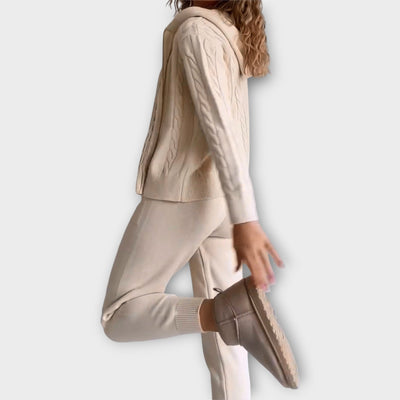 Knitted set with hood and cardigan