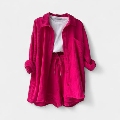 Two-tone summer top-shorts set