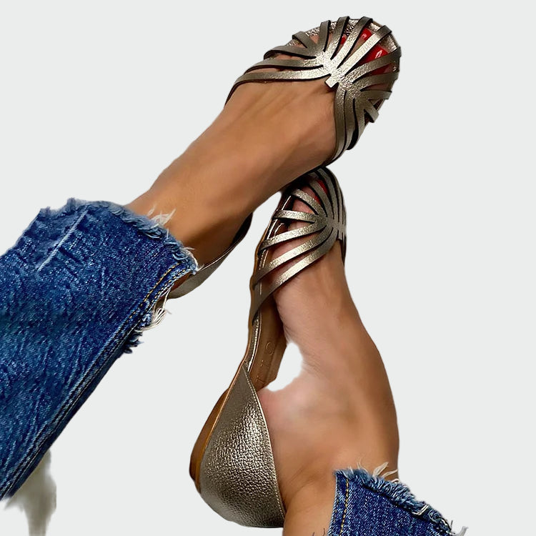 Metallic Strap Flats