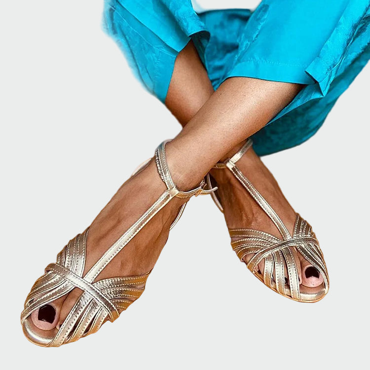 Metallic T-Strap sandals
