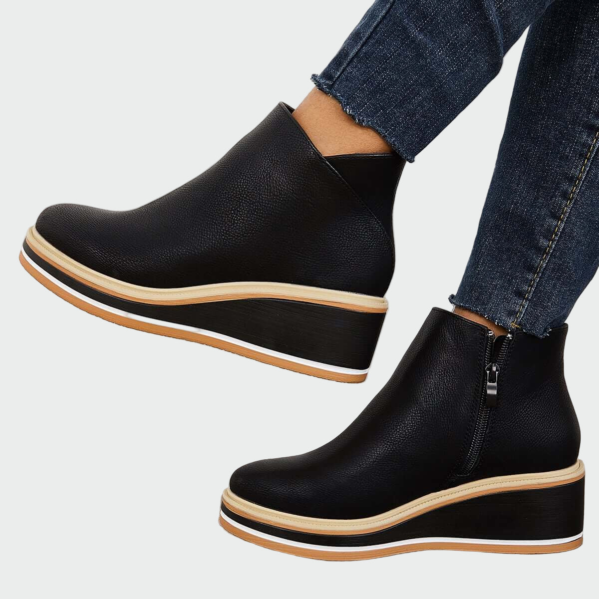 Leather platform boots