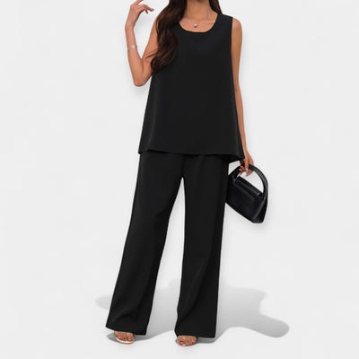 Casual set with sleeveless top and wide-leg pants