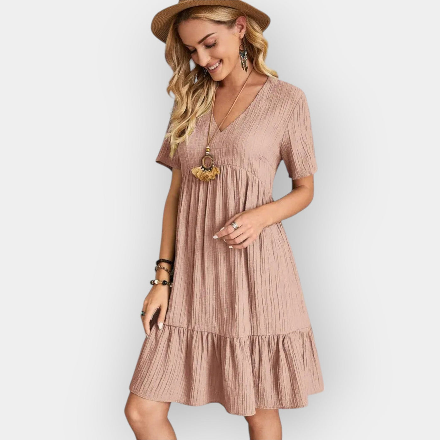 Midi dress with V-neck