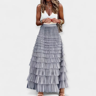 Boho skirt with mesh trim