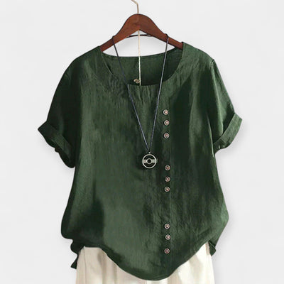 Blouse with buttons and short sleeves