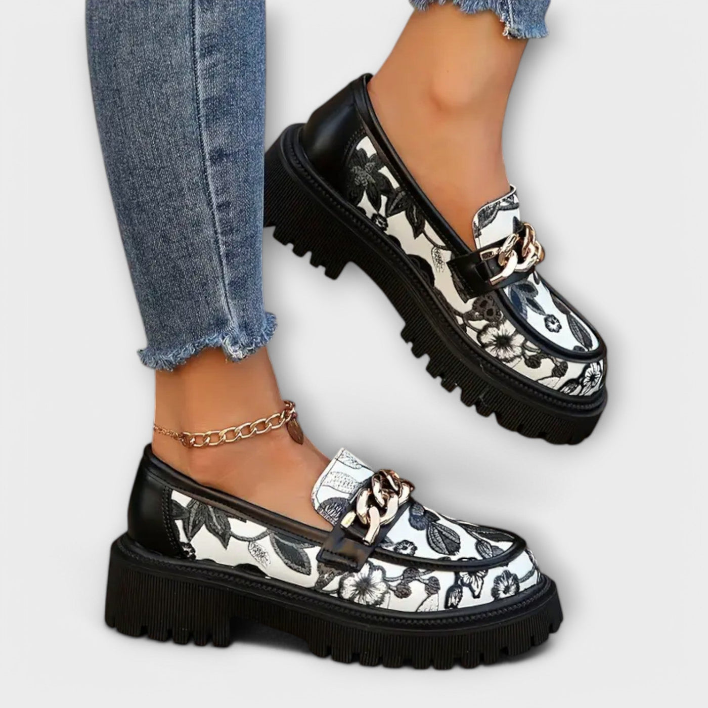 Floral print loafers