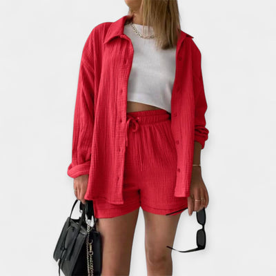 Two-tone summer top-shorts set