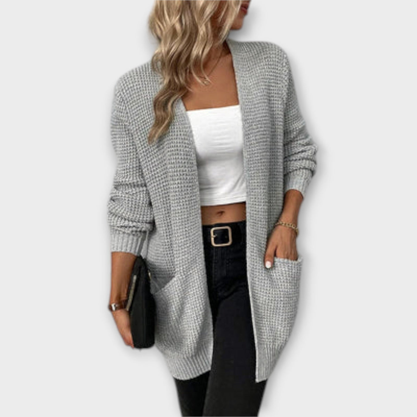 Loose knitted cardigan with pockets