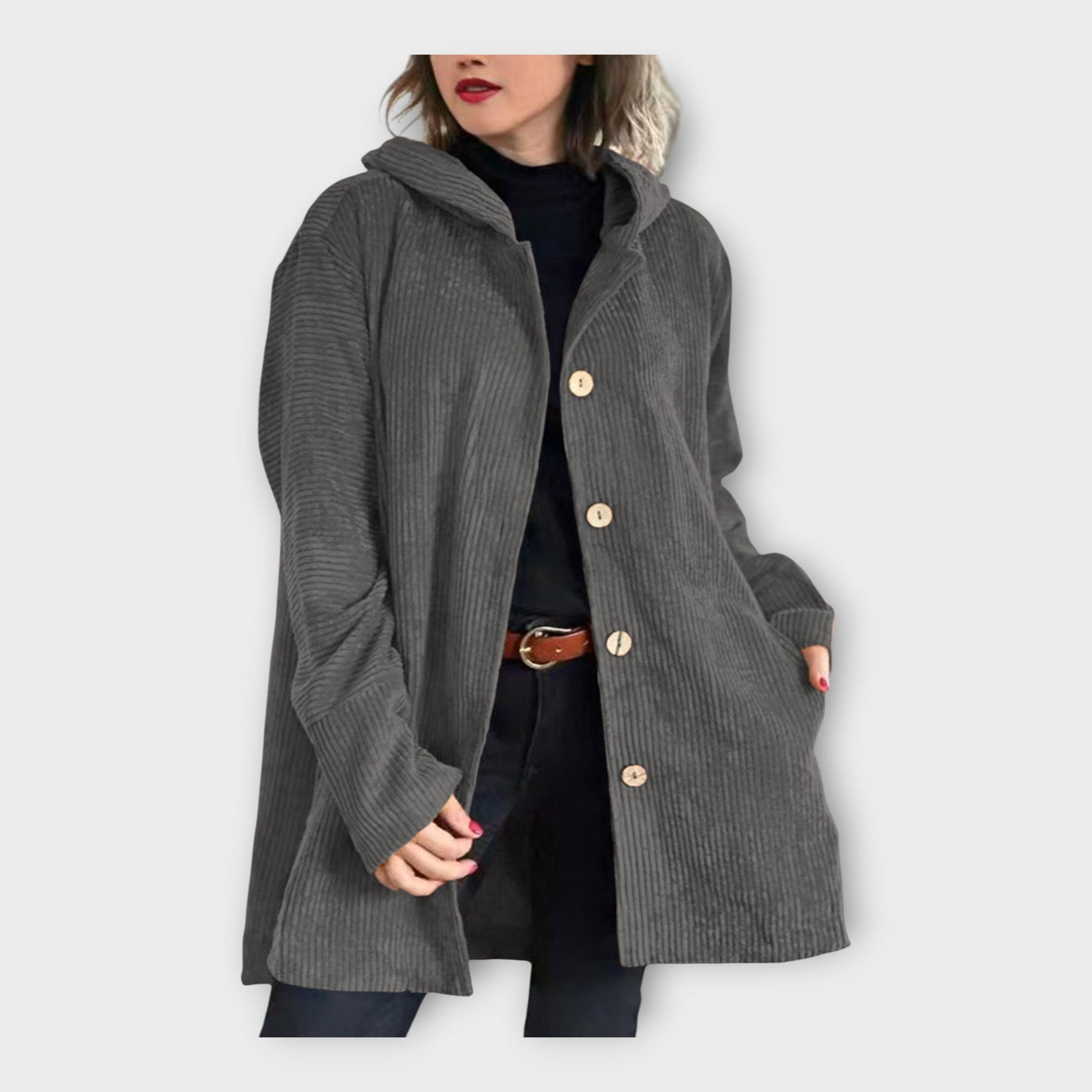 Long casual hooded jacket