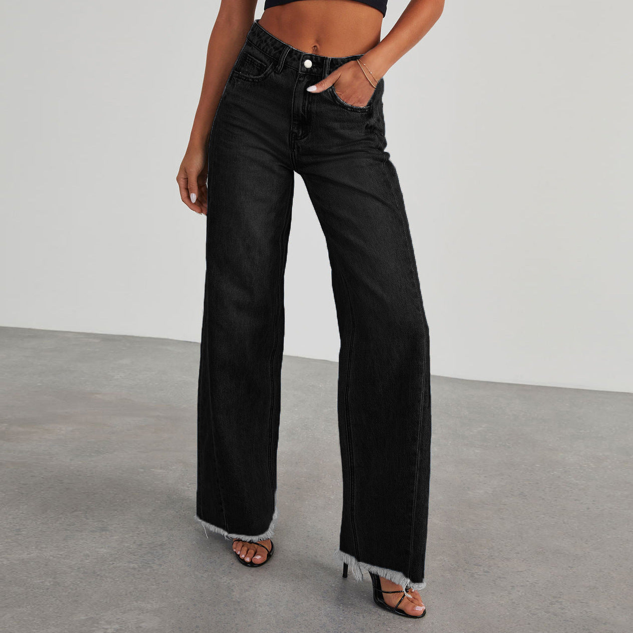 High-waisted Straight Fit Jeans