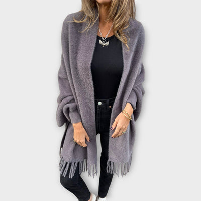 Knitted fringed cardigan