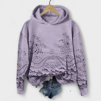 Vintage floral print hooded sweatshirt