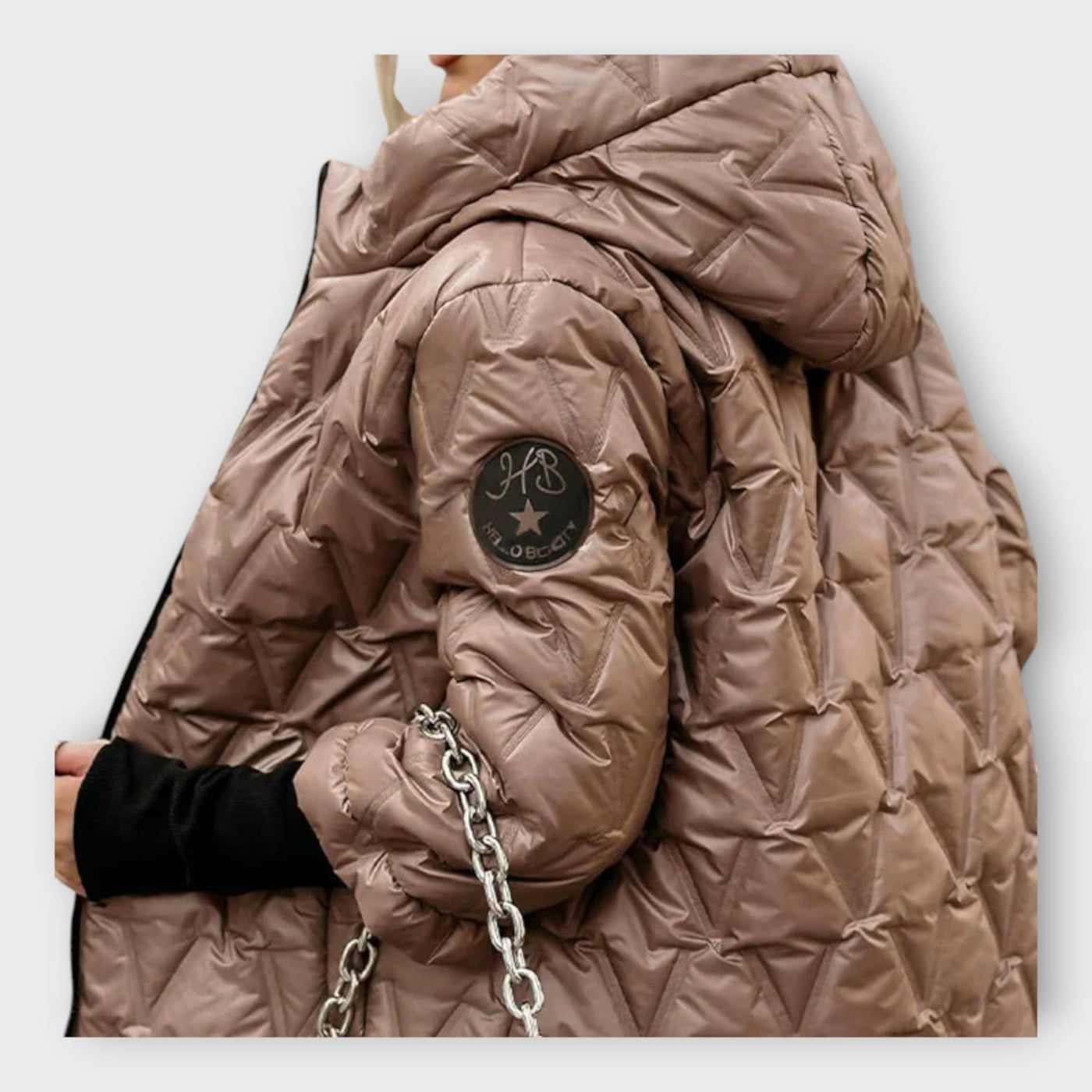 Shiny quilted hooded puffer jacket