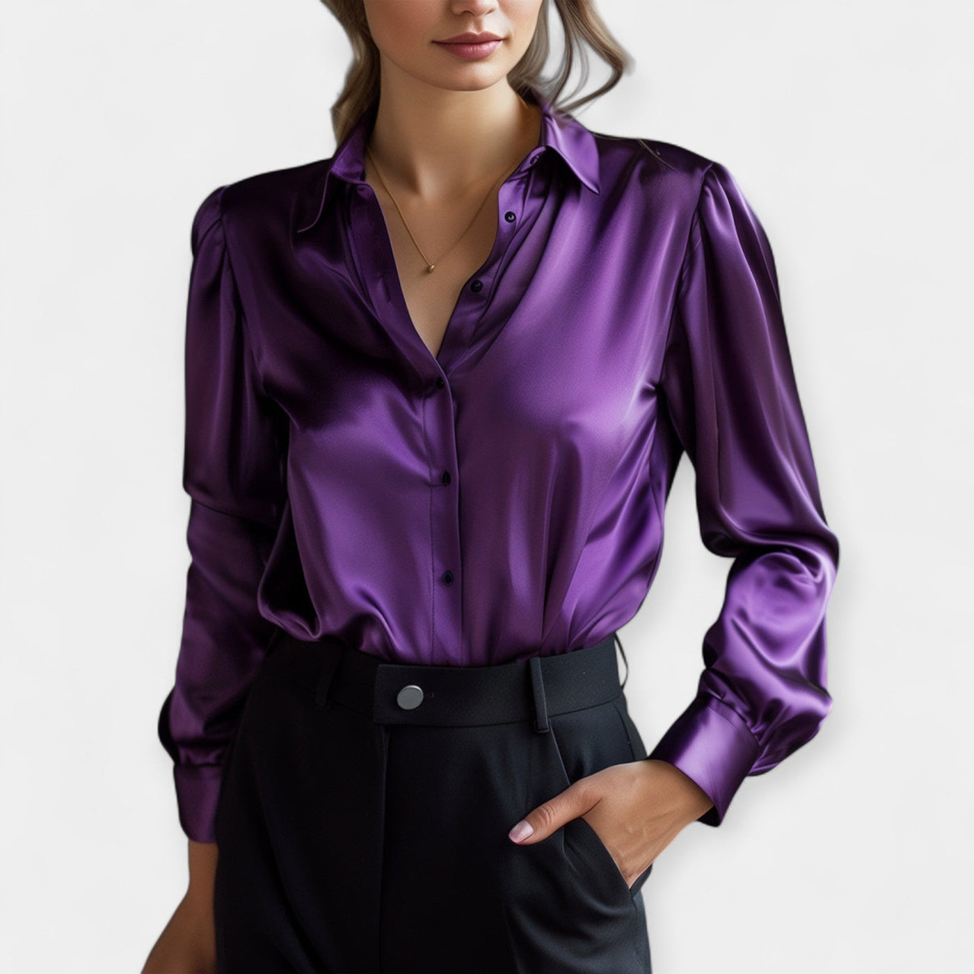 Satin shirt with collar