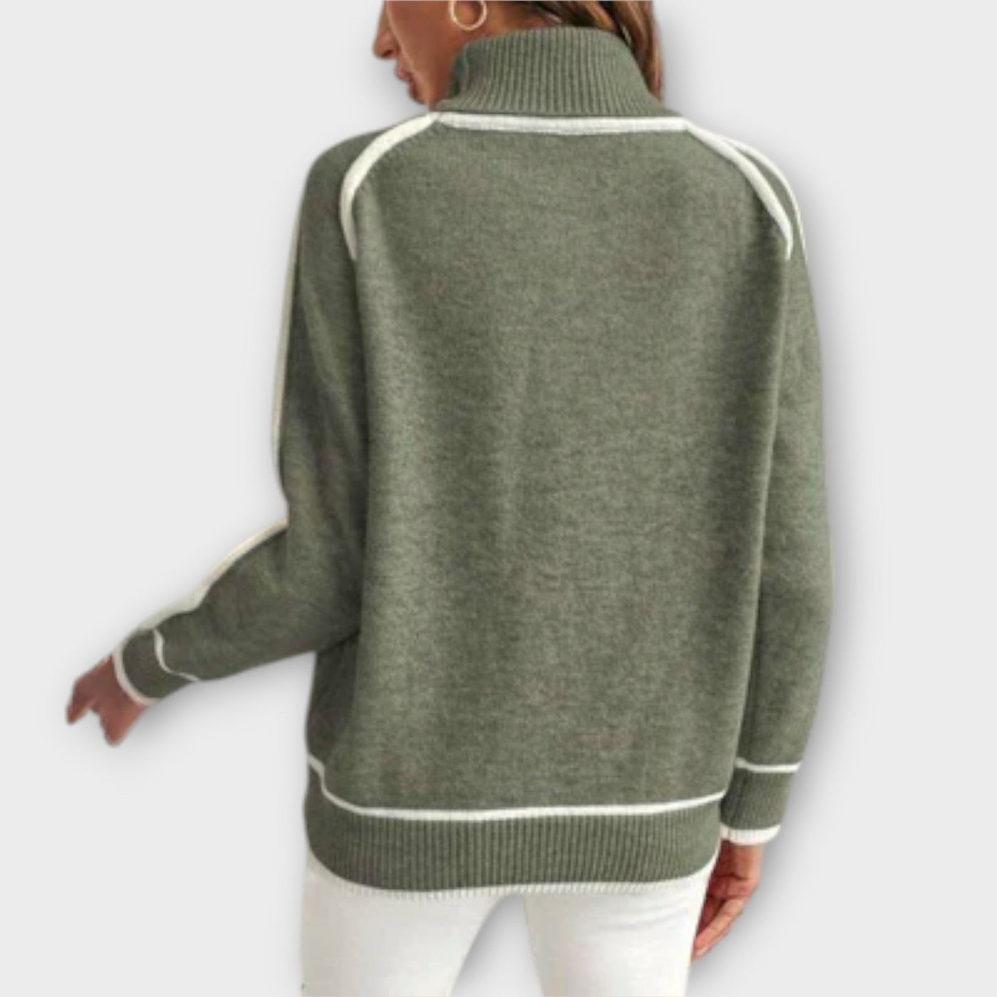 Luxurious olive knitted sweater