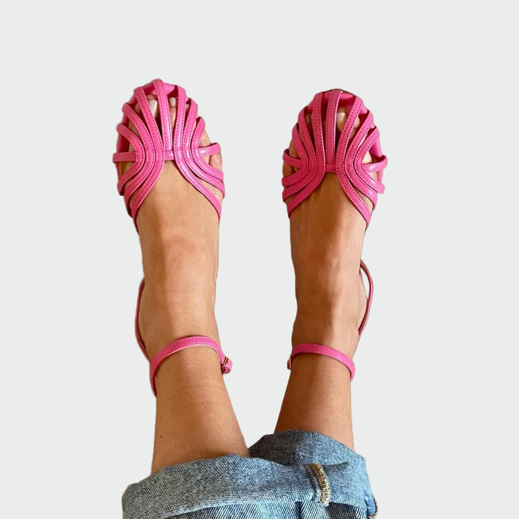 Sandals with metal straps