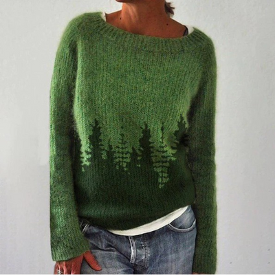 Knitted sweater with a nature-inspired pattern